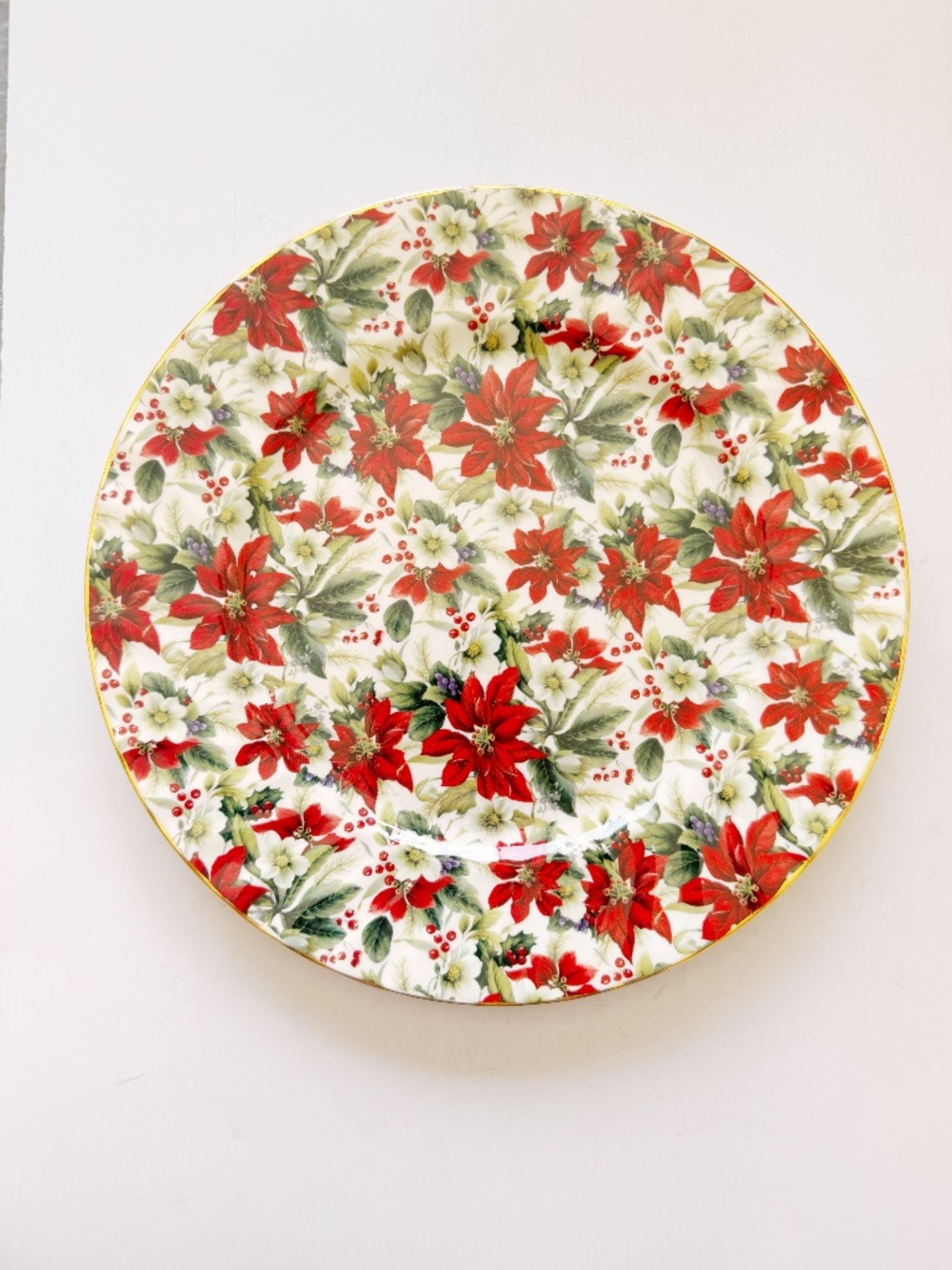 Vintage England Royal Patrician Christmas Poinsettia Bone China Plate Replacemen